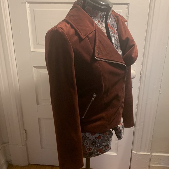 Burgundy velvet motorcycle jacket - Picture 3 of 4